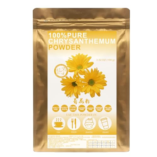 Plant Gift 100% Pure Chrysanthemum Powder 菊花粉 Natural Chrysanthemum Flour, Great Flavor for Drinks, Adds Flavor and Taste Non-GMO Powder, No Filler, No additives 100G/3.25oz