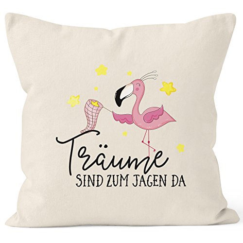 MoonWorks Funda de cojín Flamingo Träume Son Demasiado Caza Da Cojín de móvil – Cojín de decoración algodón, Träume Jagen Natur, Talla única