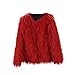 Girls Faux-Fur Jacket Winter Shaggy Dress Coats Thick Warm Fashion Purple Cool Clothes Costume Kids 3-10 Years 8-9 Years,001 Red