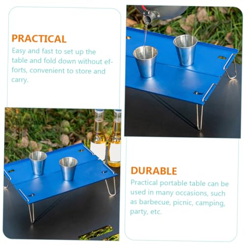 Table de camping pliante en aluminium bleu pour pique-nique - 6