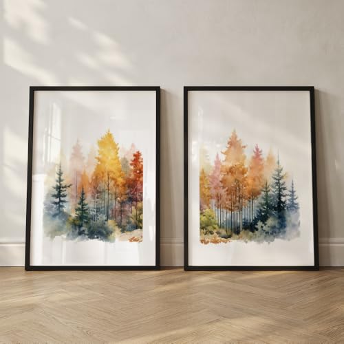 Image of COLOSSAL ART HOUSE Wall Art Set of 2 - 10x13 inch Framed Paintings for Living Room, Bedroom & Home Decor - Modern Wall Decoration for Interior Spaces, Aesthetic & Stylish Design Green