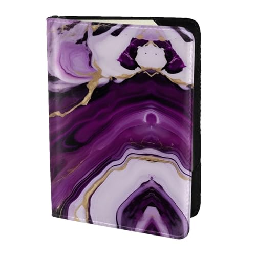 Custodia per passaporto da viaggio in marmo viola scuro con 1 stampa per per famiglia pelle per uomini e donne nero Taglia unica