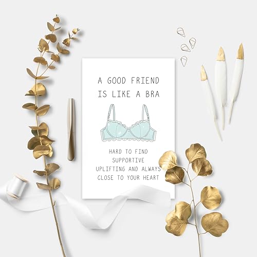 Image of Funny Birthday Cards for Women Friends - 'A Good Friend Is Like A Bra' Humorous Sister BFF Bridesmaid Card, Uplifting & Supportive Friendship Greeting Card