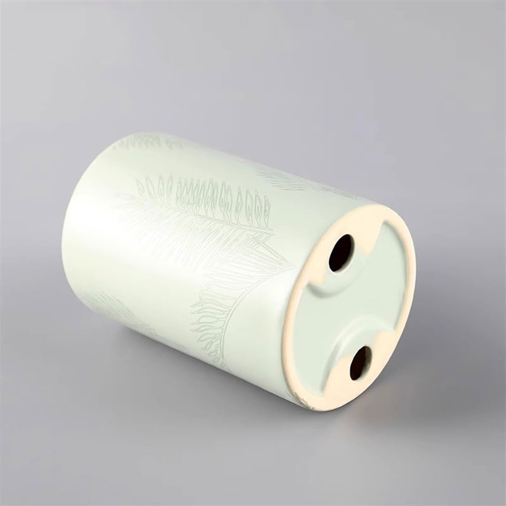 Klobürste Edelstahl-Toilettenbürste mit langem Griff, Keramik, grünes Federmuster, bodenmontierte Toilettenbürste, rundes Toilettenbürsten-Set Toilettenbürste Set