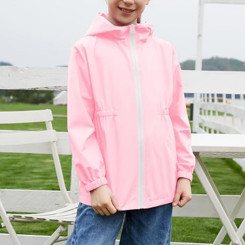 Girls Raincoats Long Sleeve Hoodies Waterproof Casual Full Zipper Smooth Loose Fashion Hoodie with Pockets3