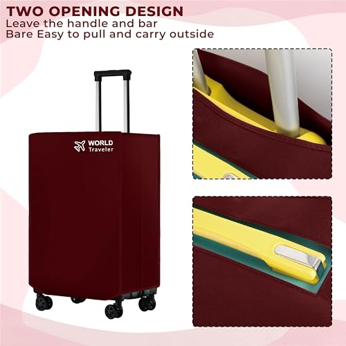 Image of Kraptick Non-Woven Luggage Cover - Waterproof, Dustproof, and Stretchable Luggage Protector Cover, Durable Non-Woven Luggage Case for Trolley (Red- 20 Inch, 24 Inch, 28 Inch) Combo of 3