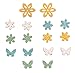 Produktbild Rayher Holz-Streuteile Blumen und Schmetterlinge, bunt gemischt, 2,3  4 cm, mit Klebepunkt, Btl. 16 Stück, Holzstreuteile, Tischdeko, Tischschmuck, Ostern, Frühling, 46635999