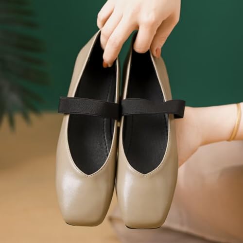TN TANGNEST Women's Square Toe Flats Fashion Mary Jane Flats Shoes for Women Soft T-Strap Slip on Flats2