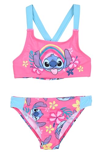 Disney Stitch Bikini para Niña, Diseño Tropical Bañador de Dos Piezas, Natación Infantil, Talla 3 Años | Rosa
