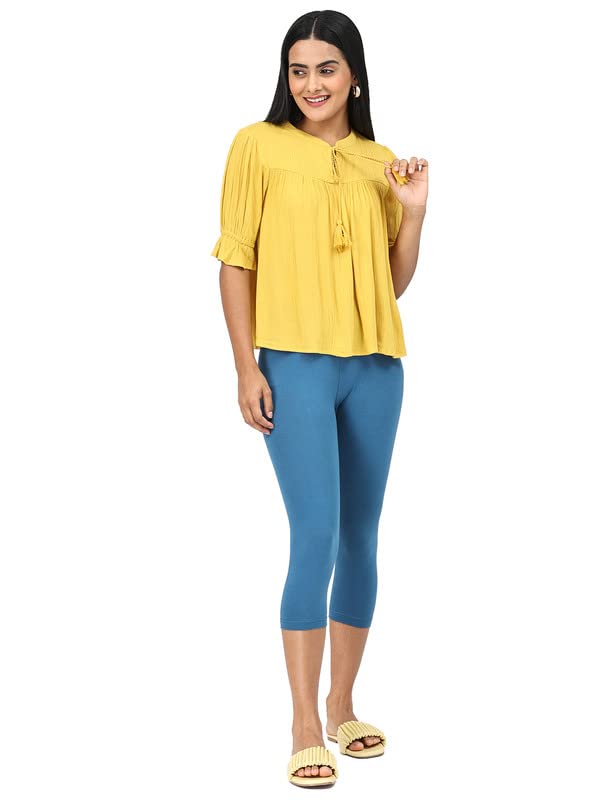 Image of Robinbosky Premium Stretchable Cotton Capri Legging for Women | Suitable for Formal wear & Casual wear | High-End Elastic Makes. The Leggings Squat Proof and Durable for Travel, Yoga, & Workout.