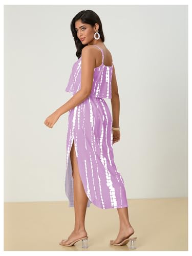 Image of RoseSeek Women's Spaghetti Strap Tie Dye Cami Sun Dress Beach Midi Summer Dresses Resort Wear Vacation Outfits