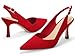Rilista Women's Slingback Kitten Heels Closed Pointed Toe Wedding Party Dress Pumps Shoes, Dark Red, Size 8.5
