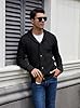 Zaitun Men's Shawl Neck Cardigans Waffle Knitted Jumper Casual Button Cardigan Warm Long Sleeve Sweater Black #1