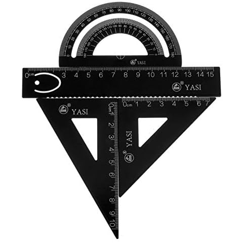 Chutoral 4 Pieces Geometry Ruler Math Geometry Tool Triangle Square Ruler Set Metal Scale Ruler Protractor Student Supplies for Drawing Cover