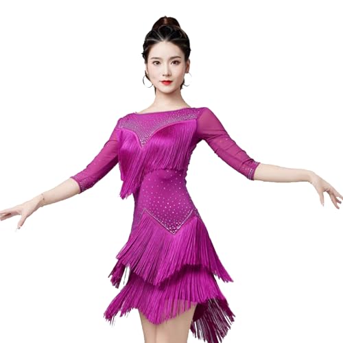 Hynjxjy A,S,Women's Fringed Latin Dance Costumes Ballroom Dancing Dresses Cha Cha Performance Dance Outfit Tango Dancing Clothes