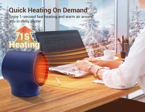 Space Heater, 1S Fast Heating Electric Heaters For Indoor Use With 3 Settings, Wide Oscillating Ceramic Ptc Personal Heater, Aikoper Portable Room Small Heater With Overheat & Tip-Over Protection #TOP1