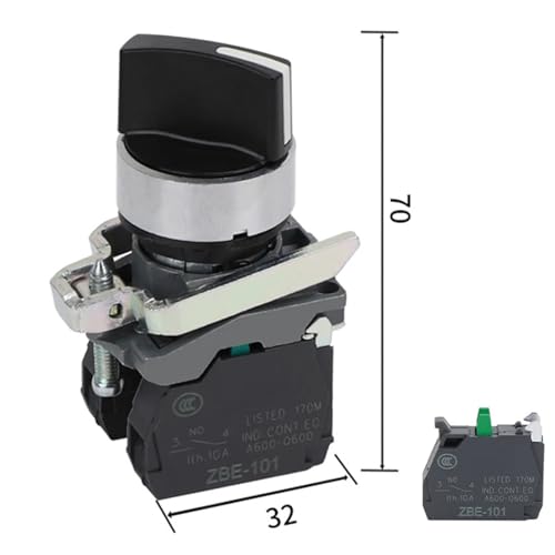 Interruptor de botón XB4-BD33 con retorno automático 2NC y 3 posiciones 4