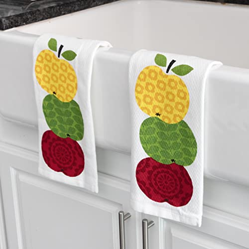 T-Fal Premium Kitchen Towels (2-Pack), 16" X 26", Highly Absorbent, Super Soft, Long-Lasting, Dual Sided Woven Weave 100% Cotton Dish Towels, Hand Towels, Tea Towels, Bar Towels, Apples #TOP4