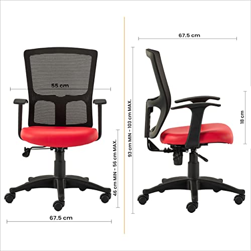 Image of Amazon Brand - Umi Desk Chair with Adjustable Height, Swivel Breathable Mesh Computer Study Chair - Red