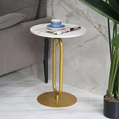 Miniatura 5 de FZZDP - Mesa auxiliar pequeña con luz para sofá mesa de té pequeña mesa de esquina color blanco  pies negros tamaño 157 x 157 x 217in