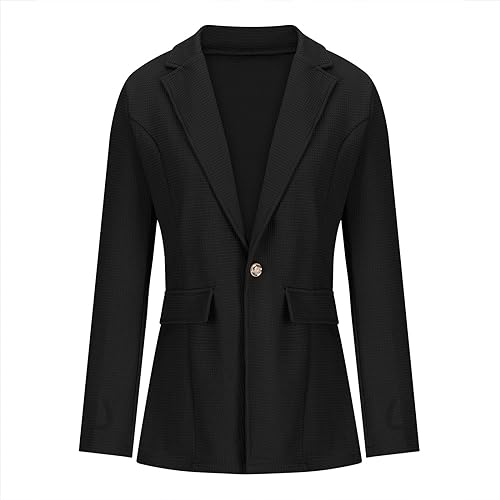 Womens Casual Waffle Blazer Solid Lapel Long Sleeve Slim Fit Work Business Fashion Blazers Jackets with Pockets3