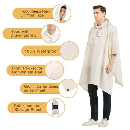 Image of salamra Hooded Rain Poncho Waterproof Raincoat Jacket for Men /Women /Adults with Pocket
