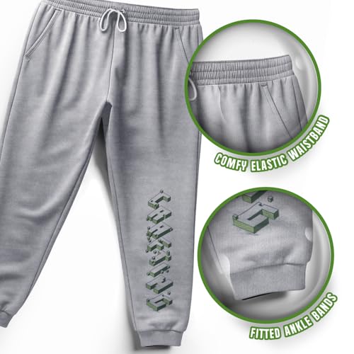 Image of Minecraft Creeper Boy's 2-Piece Fleece Long-Sleeved Shirt and Pants Set - Crewneck Sweatshirt and Joggers Bundle for Kids