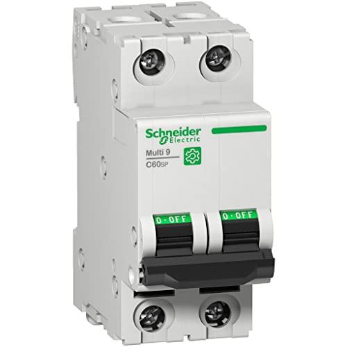 Schneider Electric M9F22220 Multi 9 C60SP Interruptor Automático en Miniatura, 2P, 20A, C Curve, 480Y/277V, 10kA, UL 1077, 481mm x 36mm x 72mm, Gris