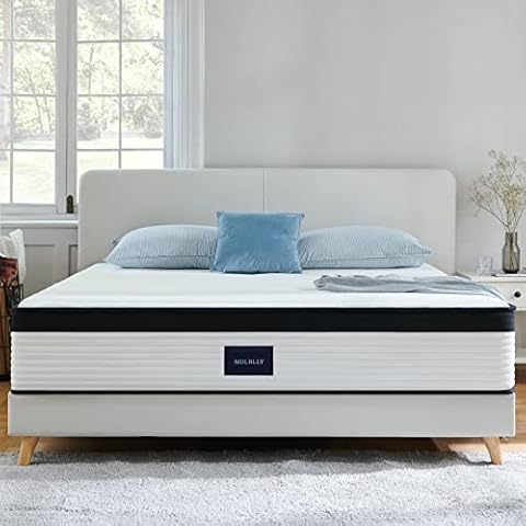 Molblly King Mattress, 12 inch Innerspring Mattress in a Box, Ultimate Motion Isolation Individually Wrapped Pocket Coils Mattress, Pressure Relief and Supportive Cover