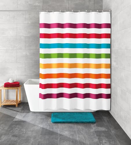 Rideau de douche textile multicolore 180x200 cm avec oeillets renforcés