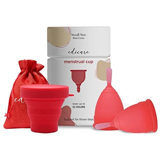 Edicare, Copa Menstrual, Incluye dos Copas, 1 Esterilizador y una Bolsa de Transporte, Silicona de Grado Médico, Suave, Reutilizable y Lavable 100% Seguro (S)
