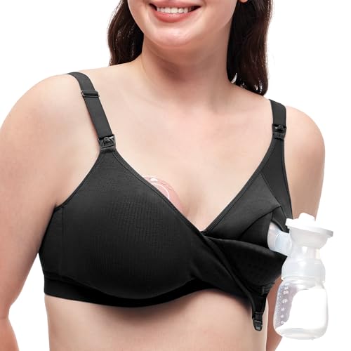 Image of Momcozy Hands-Free Pumping Bra, Wireless & Seamless Breast Pump Bra, Breathable Tencel™ Fabric & Fully Fixed Cups