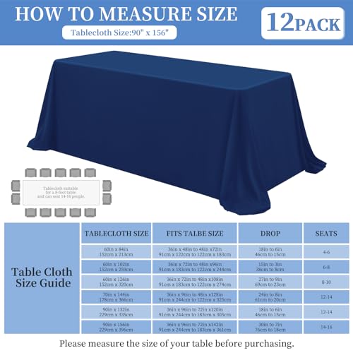 FXKS 12 Pack Navy Blue Tablecloth for Rectangle Table 90 x 156 Inch by FXKS - Used condition - Image 3