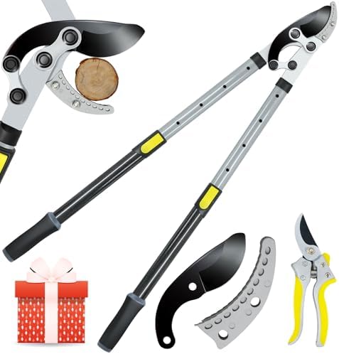 Jardineer Ausziehbarer Amboss-Astscheren, Schwere Baumscheren mit 5cm Sauberer Schnittkapazität, 71-98 cm teleskopierbarer Baumverschnitt-Langstiel mit SK5-Reservemesser