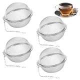 4 Piezas Bolas Infusor Bolas de Infusor de Colador de Té, Coladores de Té de Acero Inoxidable, Ø 4,5 cm, con Gancho de Cadena Extendido y Malla Extrafina, Colador de Té para Té Suelto