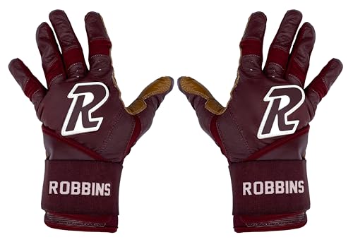 Robbins Athletics IronGrip Baseball Batting Gloves | Maroon and Brown | Pro Style Hitting Comfort for Elite Players | Left and Right Hand Pair | Adult Size Large