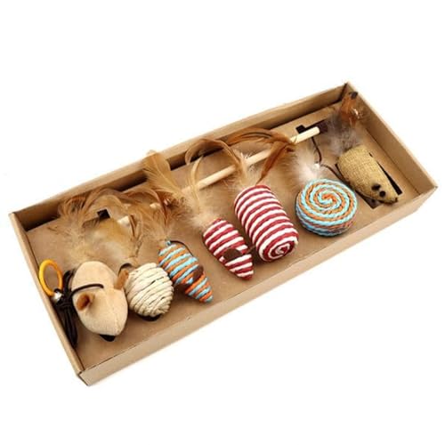 Juguetes para gatos de interior Tiny Pawprints kit de 7 varitas con plumas interactivas 3