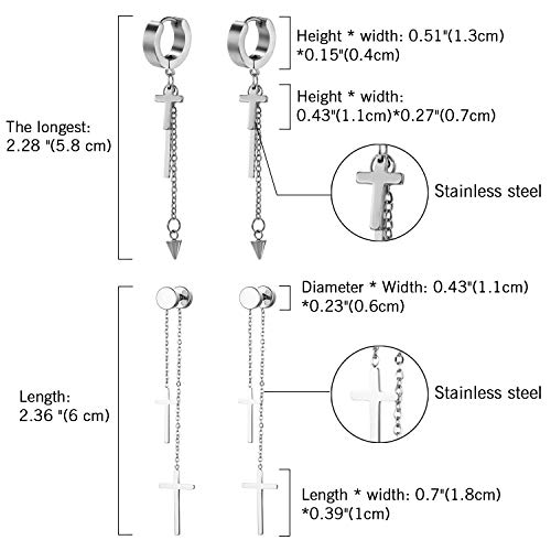 Cupimatch Set di orecchini a forma di croce, da