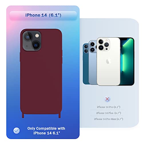 Image of Compatible with iPhone 14 Case with Lanyard Crossbody iPhone Case with Strap Adjustable Shockproof Drop Protection Silicone Phone Cover for iPhone 14 6.1'' Plum