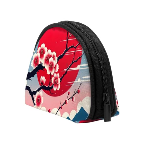 Portable Coin Purse Japan-Cherry-Sun Mini Zippered Money Pouch Card Holder4