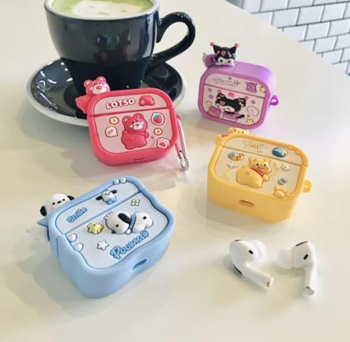 Image of DEZET Cute Soft Silicone Pouh Case for Airpods Pro GEN-2 (2022) � 3D Cartoon Animal Character Cover with Keychain Ring, Shockproof & Dustproof Protective Case for Kids & Girls (Smile Sky POCHU)