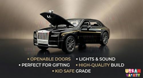 Image of Rolls Royce Phantom Diecast Toy Car - 1:32 Scale Metal Luxury Car Model with Openable Doors, Bonnet & Boot, Pull Back Action, Sound & Light, Collectible Toy Car (Colors as Per Stock)
