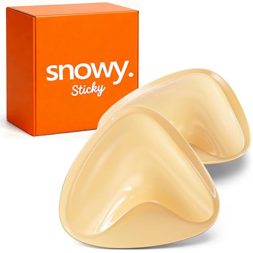 Snowy Sticky: Double Sided Push Up Bra Pads Waterproof Silicone Adhesive Inserts for Instant Lift Reusable Seamless Faux Bra for Women Strapless Backless Dresses & Swimwear Beige