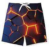 Länge über dem Knie: Die Länge dieser kurzen Boardshorts für Jungen liegt oberhalb des Knies. Beinöffnungen verwenden dreidimensionale Schneidtechnologie. Sorgfältig schneidern, glatt ruhig und ordentlich Auto Linie kann die Bademode besser arbeiten.