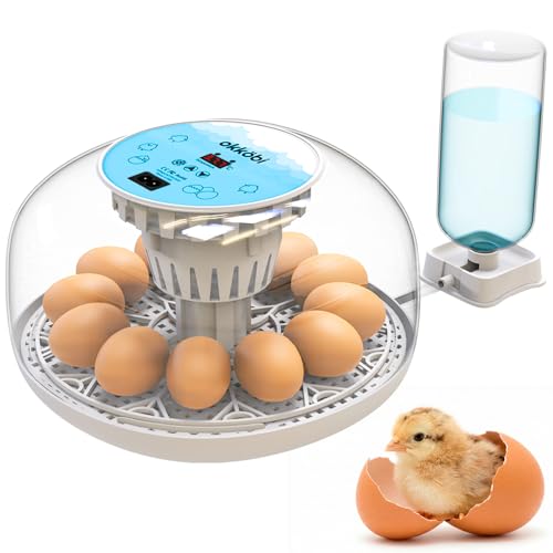 Okkobi M12 - Incubatrice Per Uova Automatica Con Girauova Automatico E Controllo Umidità - Facile Da Usare E Pulire, 12/24 Uova, Vista A 360°, - Incubatrice Uova Gallina-image