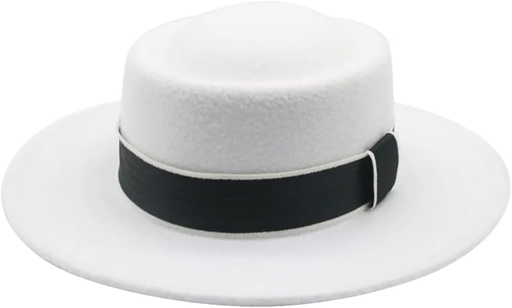 Fedoras Women Hats Ribbon Band Belt Formal Hat Wide Brim Pork Pie Hat Sombreros 18 56-58cm