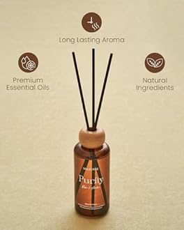 M&SENSE Rose Amber Reed Diffuser: 6.3 fl oz Non-Toxic Aroma Set with Sticks, Light & Subtle Fragrance, Long-Lasting Natural Essential Oil Gifts for Bedroom, Shelf Decor & Small Spaces