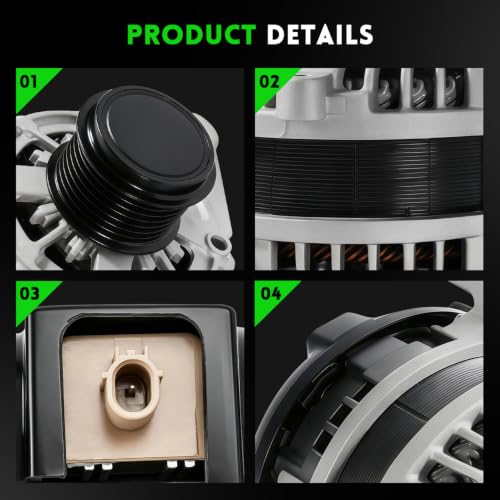 Image of 104211-3910 New Alternator Compatible with Honda Civic L4 2.0L 2016-2022, 12V 135Amp High Output, 7-Groove Pulley Clockwise, Repalce OE 31100-5BA-A01RM 31100-5BA-A01 11931N