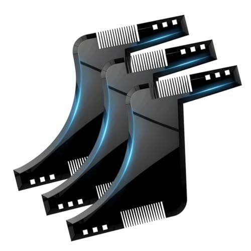 SGERUFZ 3 pezzi sagoma barba pettine barba cura barba forme per barba sul mento basette, sagoma barba per taglio facile, pettine barba strumento styling, simmetrica e contorno della linea della barba