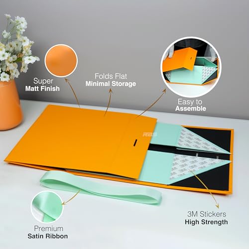 Image of RBS - Gift Boxes For Packing (23 x 16 x 10cm) Folding Gift Box (1 Pack) Rectangular Gift Box Empty Multipurpose Gift Hamper Box Empty Holds Upto (5 kg) Hamper Box with Ribbon (Mango Mint)